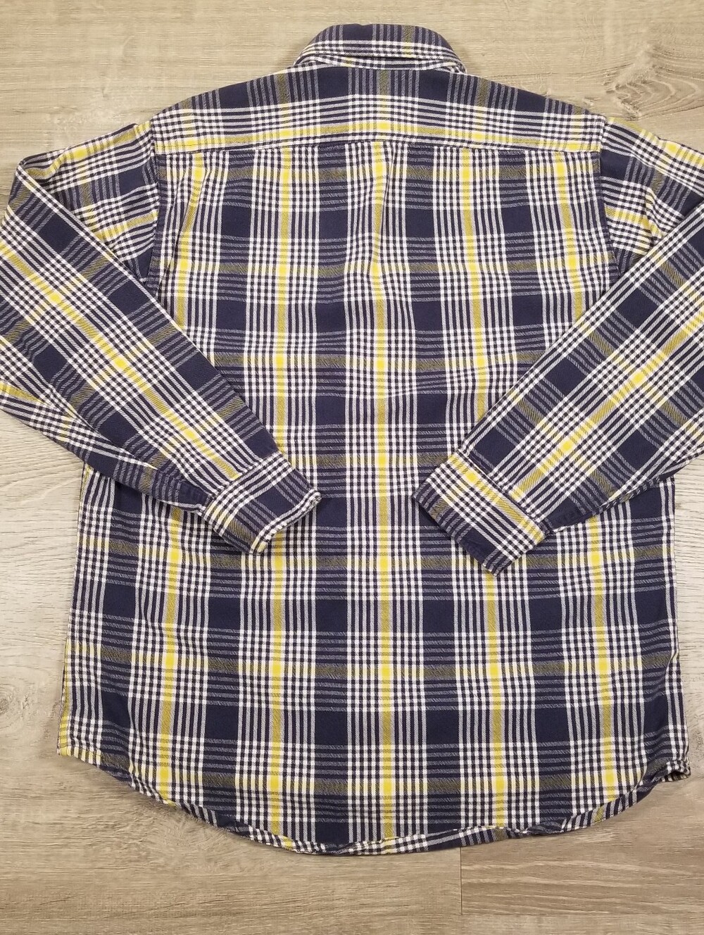 Vintage 90s Oshkosh B Gosh Mens Flannel Shirt Medium USA Plaid Blue Yellow - Picture 6 of 8